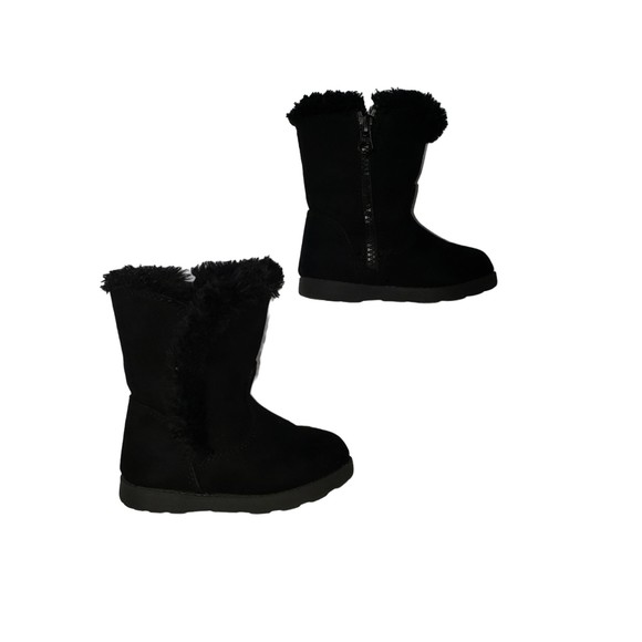 CAT & JACK Faux Suede Black Winter Boots Booties Size 6 - Picture 1 of 8